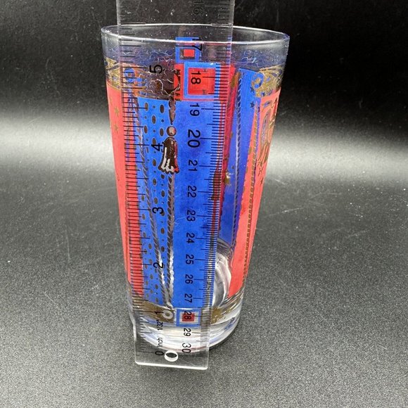 Georges Briard Glasses Gold Barware Tall Highball Patriotic Red Blue MCM Eagle - Picture 10 of 15